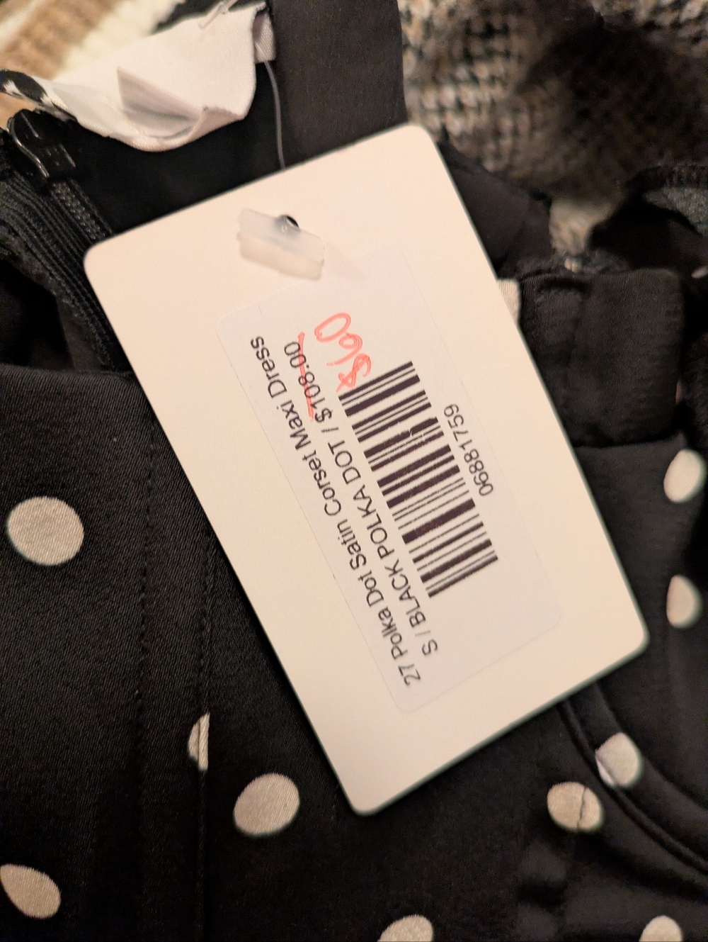 Polka Dot Corset Fit Black Maxi Dress - Picture 5 of 5